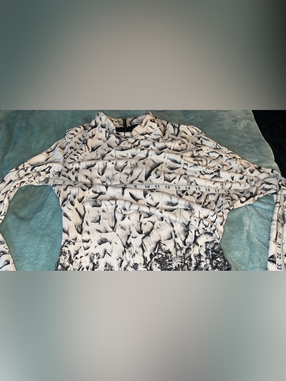 Helmut Lang Abstract Print Draped Mock Neck Dress Medium Made in USA - Picture 8 of 11